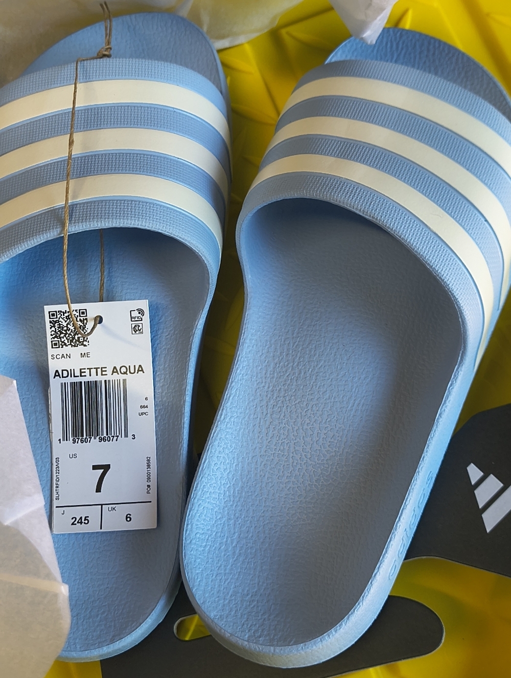 adidas Light Blue Slide Sandals with White Stripes